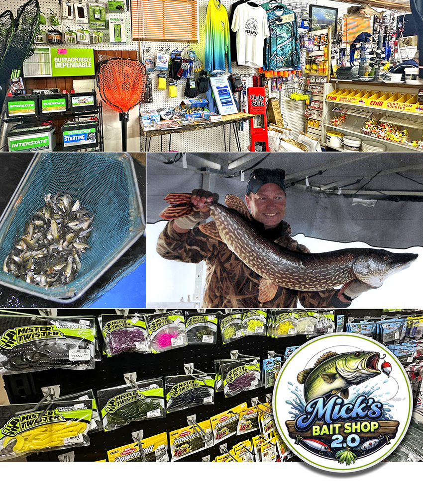 Photo of all the Fishing Supplies here at Mick's Bait Shop in Curtis MI Curtis Michigan Bait Tackle UP Fishing Shop with Rods, Nets, Tackle and much more.